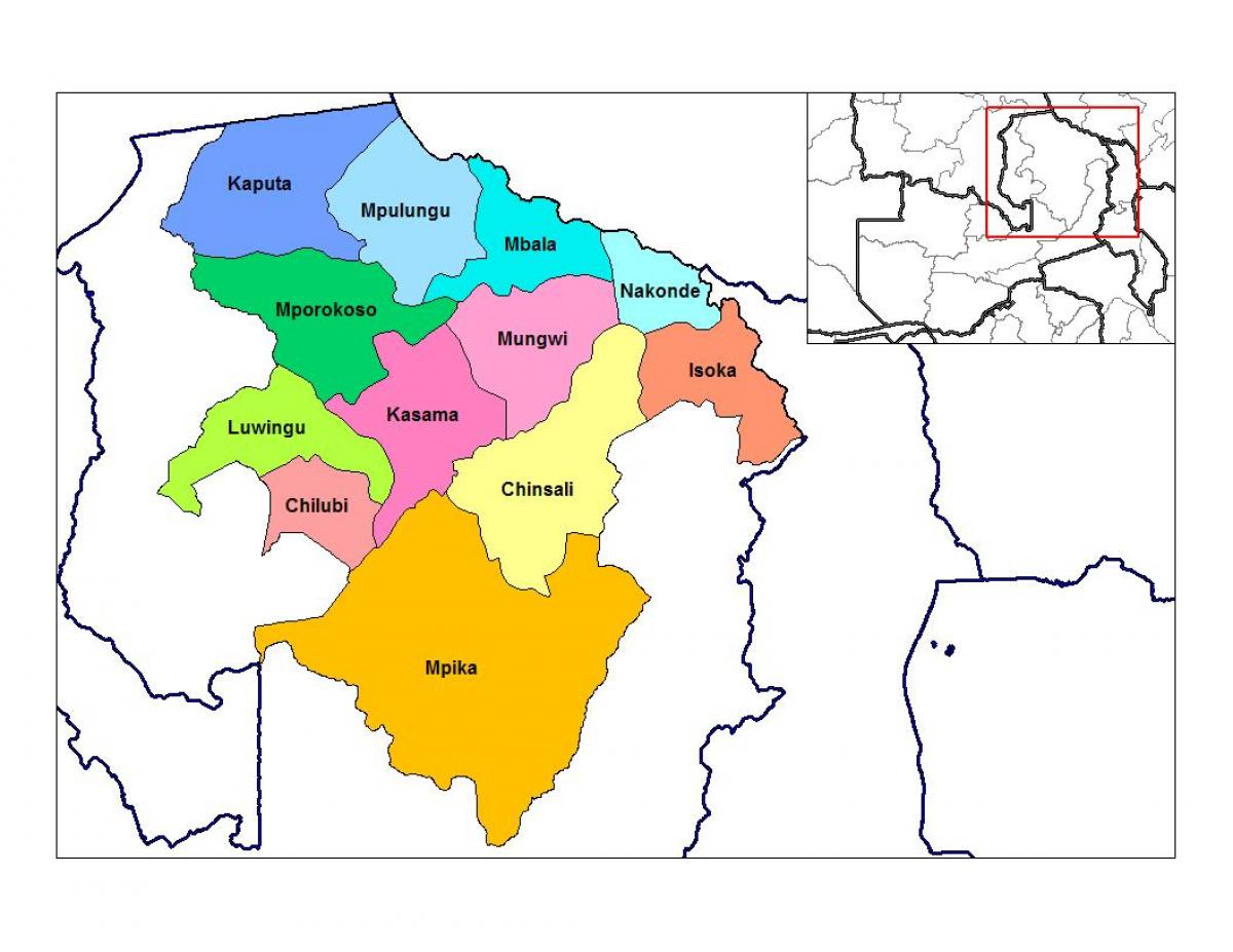Peta wilayah utara Zambia