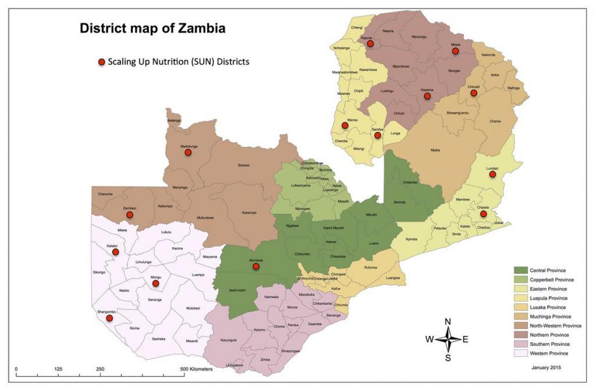 Zambia daerah peta