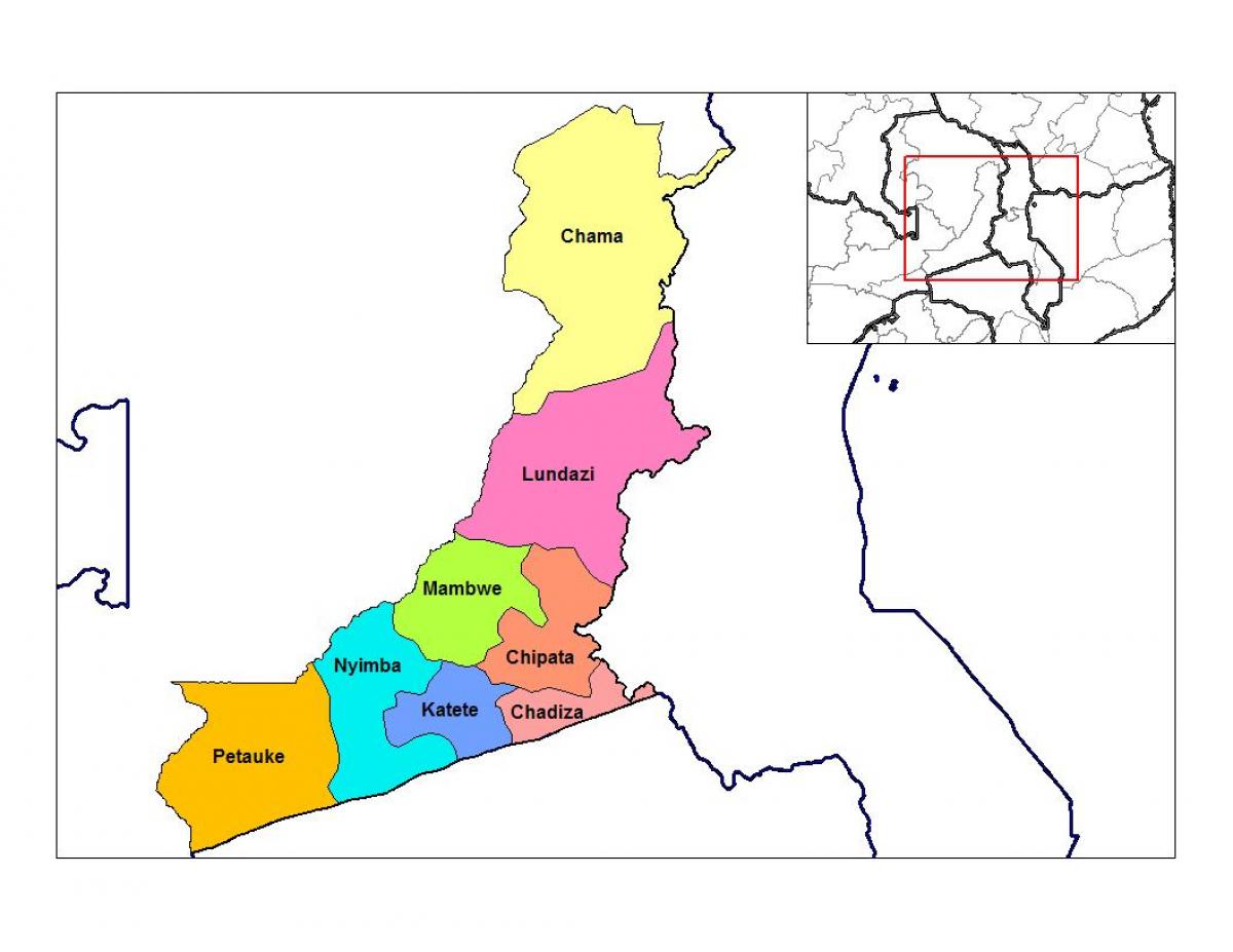 peta wilayah timur Zambia