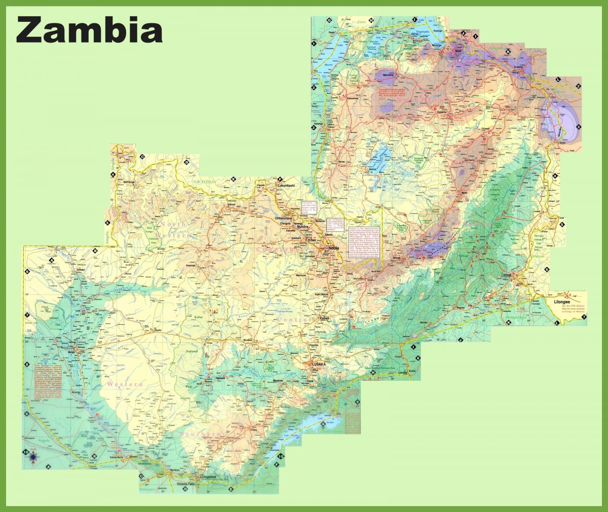 Zambia kepadatan penduduk peta
