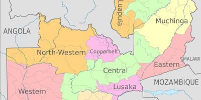 Zambia peta dengan wilayah